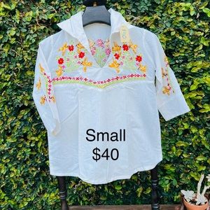 Beautiful Mexican shirt hand stitched size small
